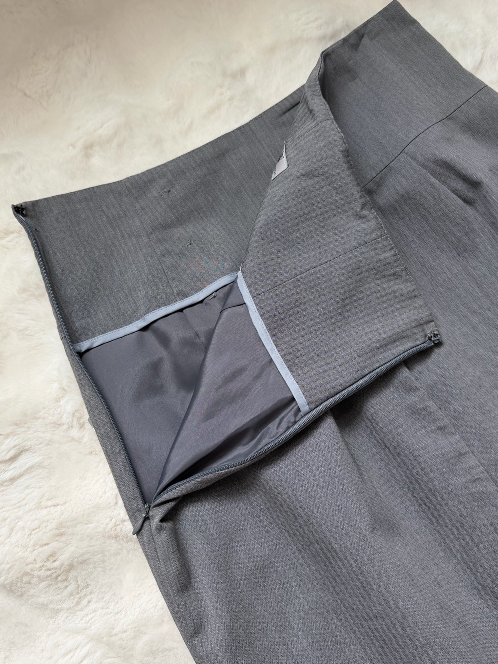 Victorian Style Worthington High Waist Midi Gray Pencil Skirt with Black Trim-8 - Picture 9 of 15
